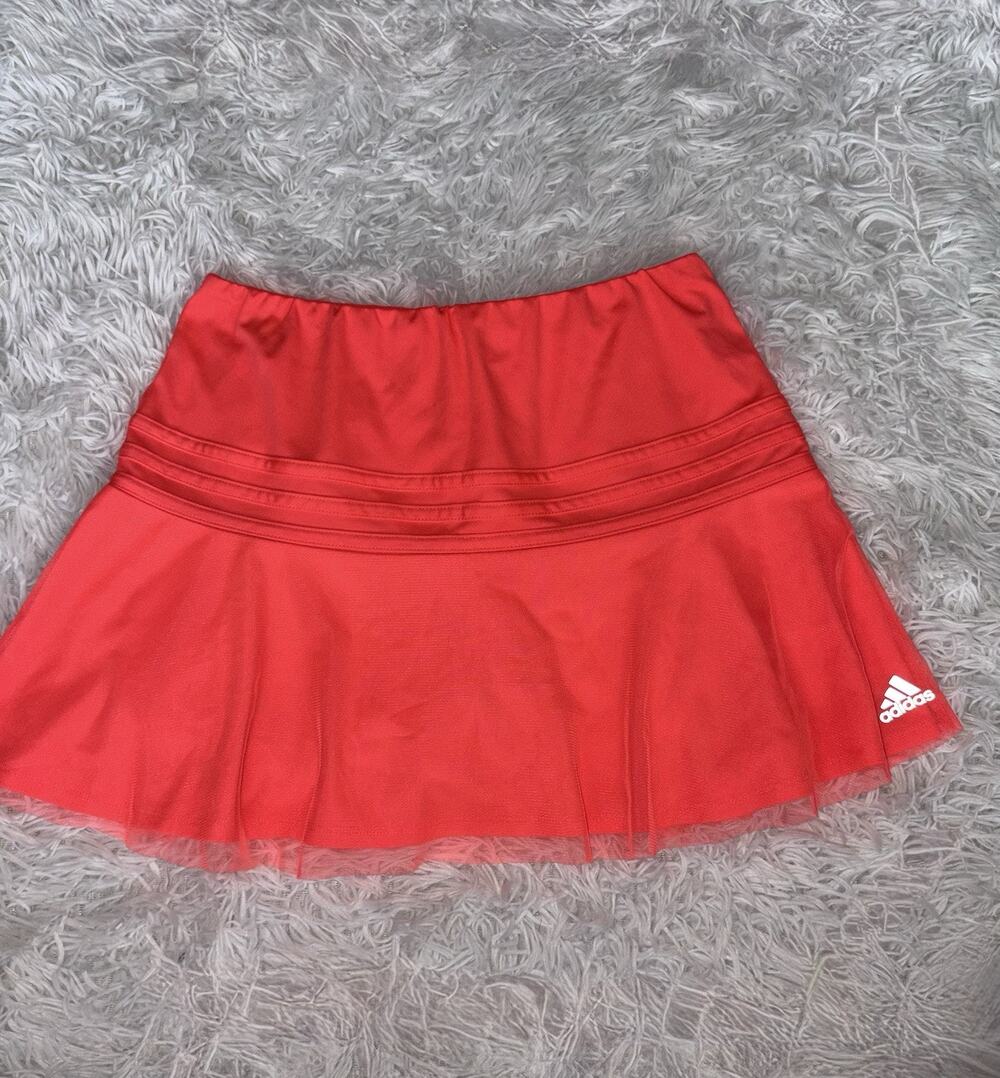 Adidas L Peach/coral Ruffle Later Sport Skirt. Exc. Cond & Quality